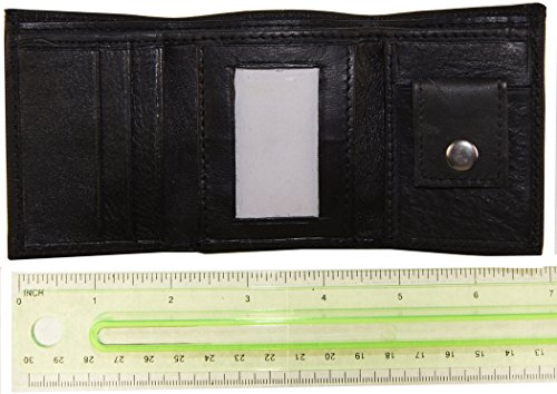 AG Wallets Kids Genuine Leather Tri Fold Black Wallet 3" x 2.5" (Black)2