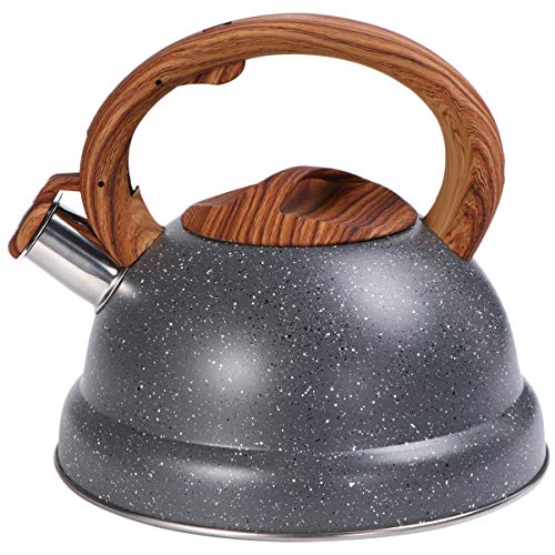 DOITOOL Chaleira de apito, chaleira de aço inoxidável 3L com cabo de madeira para home office