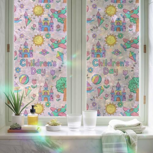 Vinilo decorativo para ventana con efecto vitral 79x18 in miniatura 5