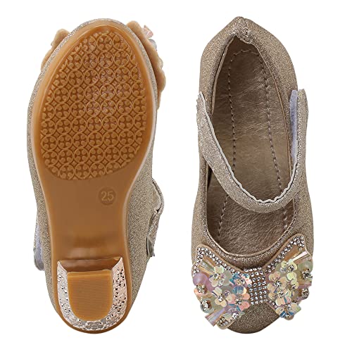 Image of Hopscotch Girls PU Applique Butterfly Mary Jane in Gold Color