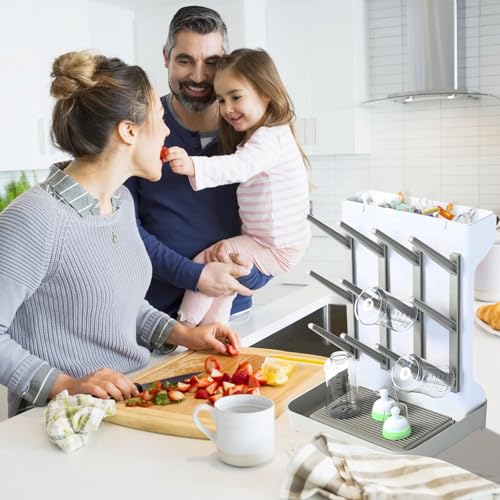 Baby Bottle Drying Rack for Newborn Feeding Essentials, Nipples and Accessories, Grey, Large - Image 3
