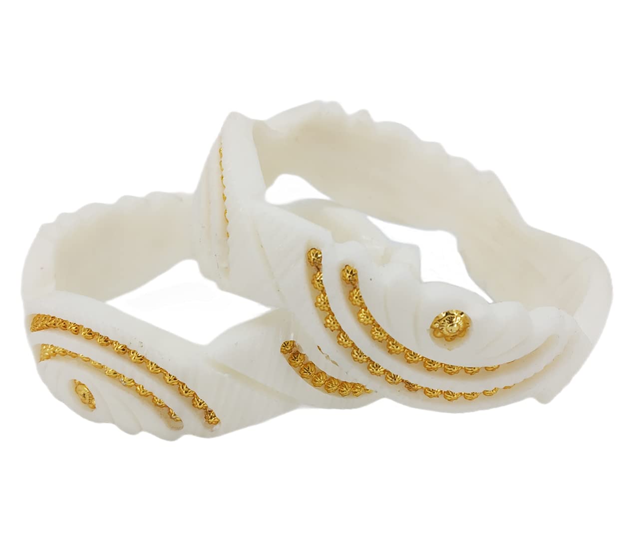 Tanvi J Plastic Gold Plated Bracelet Shakha Pola Set For Women (White, 2.8) (B0976616XH) Amazon Price History, Amazon Price Tracker