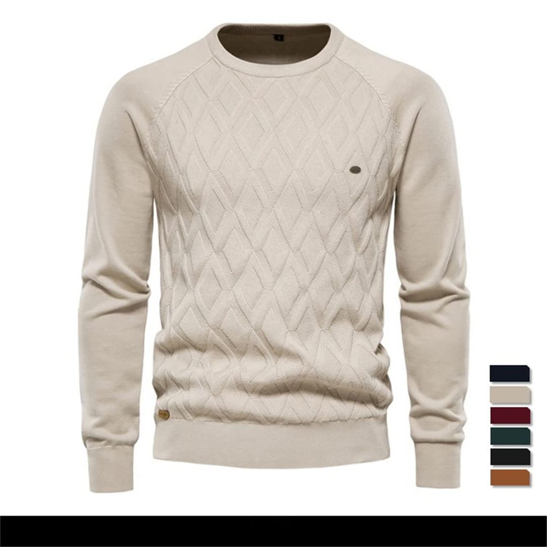Uomini di base Maglioni Tinta unita O-Collo Maglia Maschio Pullover Inverno Maglioni Caldi per gli Uomini, cioccolato, 2XL