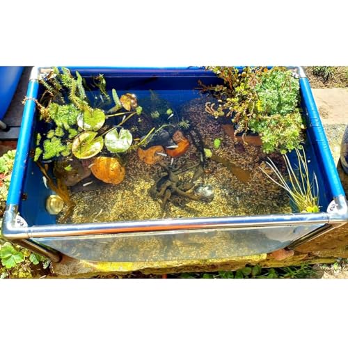 Laghetto per pesci in tela di PVC con telaio, facile da montare, per pesci e animali acquatici, finestra di visualizzazione trasparente, perfetta funzione d'acqua all'aperto