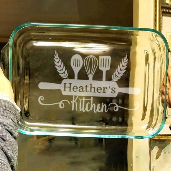 Personalized Engraved Baking Dish, Custom Dish with lid Casserole Dish Gift for Mama Couple Wedding Gift Christmas Gift (StyleA)