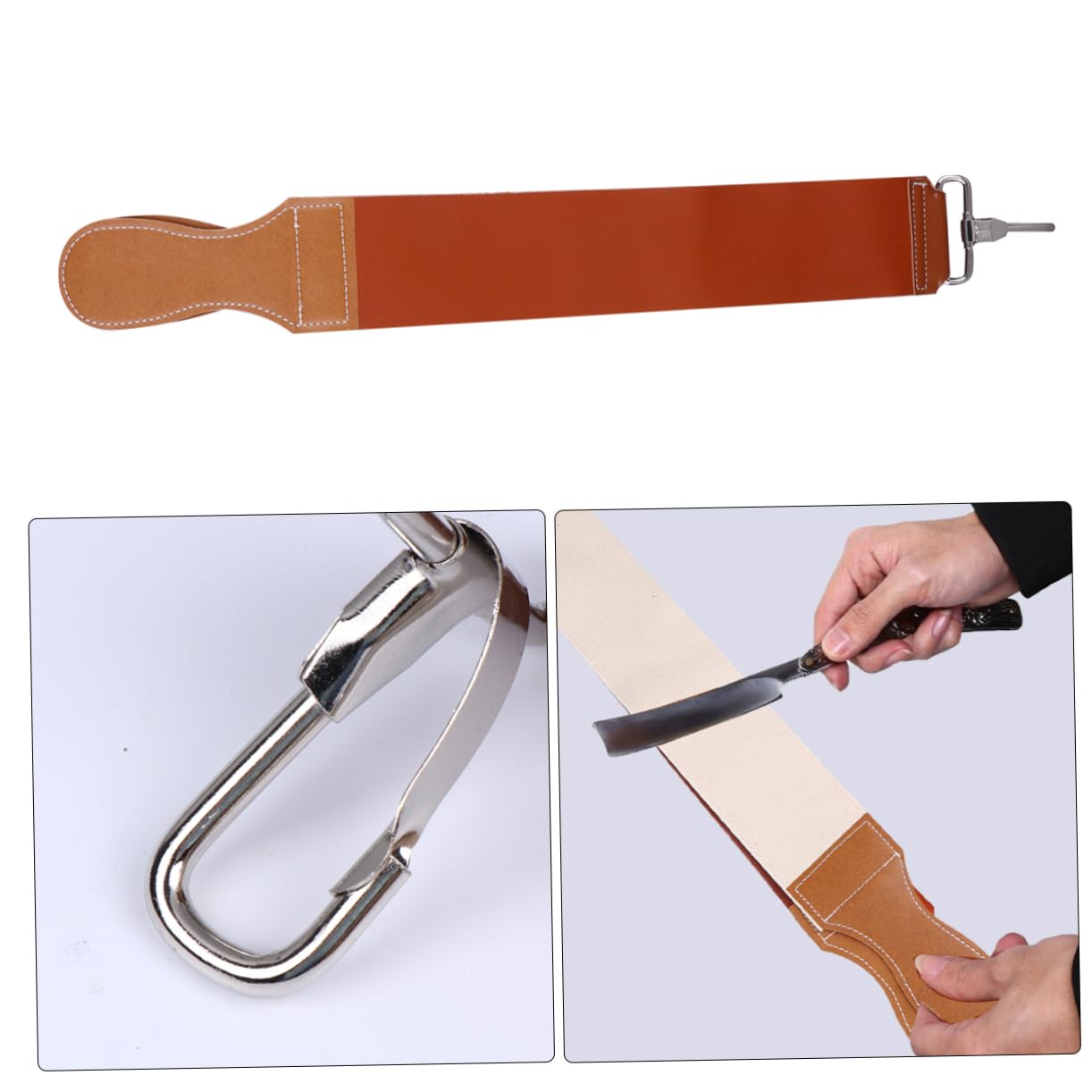 Razor Strop Double Layer Leather Canvas with Hanging Buckle
