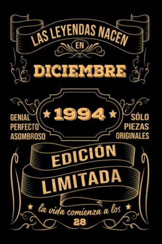 Cumpleaños Vintage Leyendas Nacen en Diciembre 1994: Regalo de 28 cumpleaños para mujeres y hombres, regalo de 28 cumpleaños para él/ella, Cuaderno Diario | regalos de Diciembre