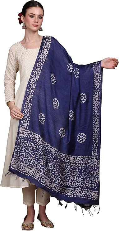 Women's Art Silk Dupatta with Printed Pattern Ethnic Print Design Stole, Chunni for Girls