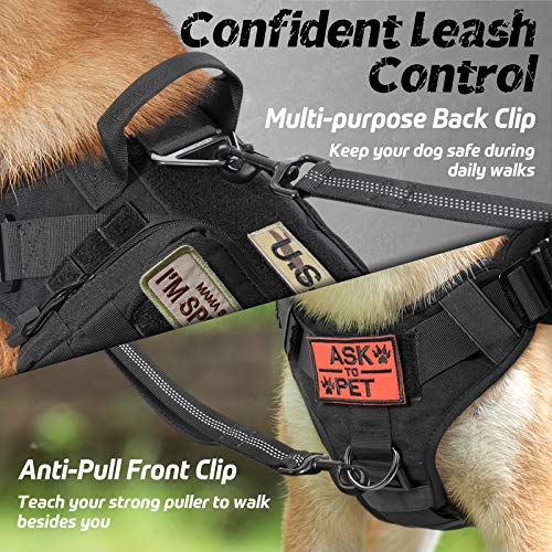 rabbitgoo Tactical Dog Harness for Large Dogs, Heavy Duty Dog Harness