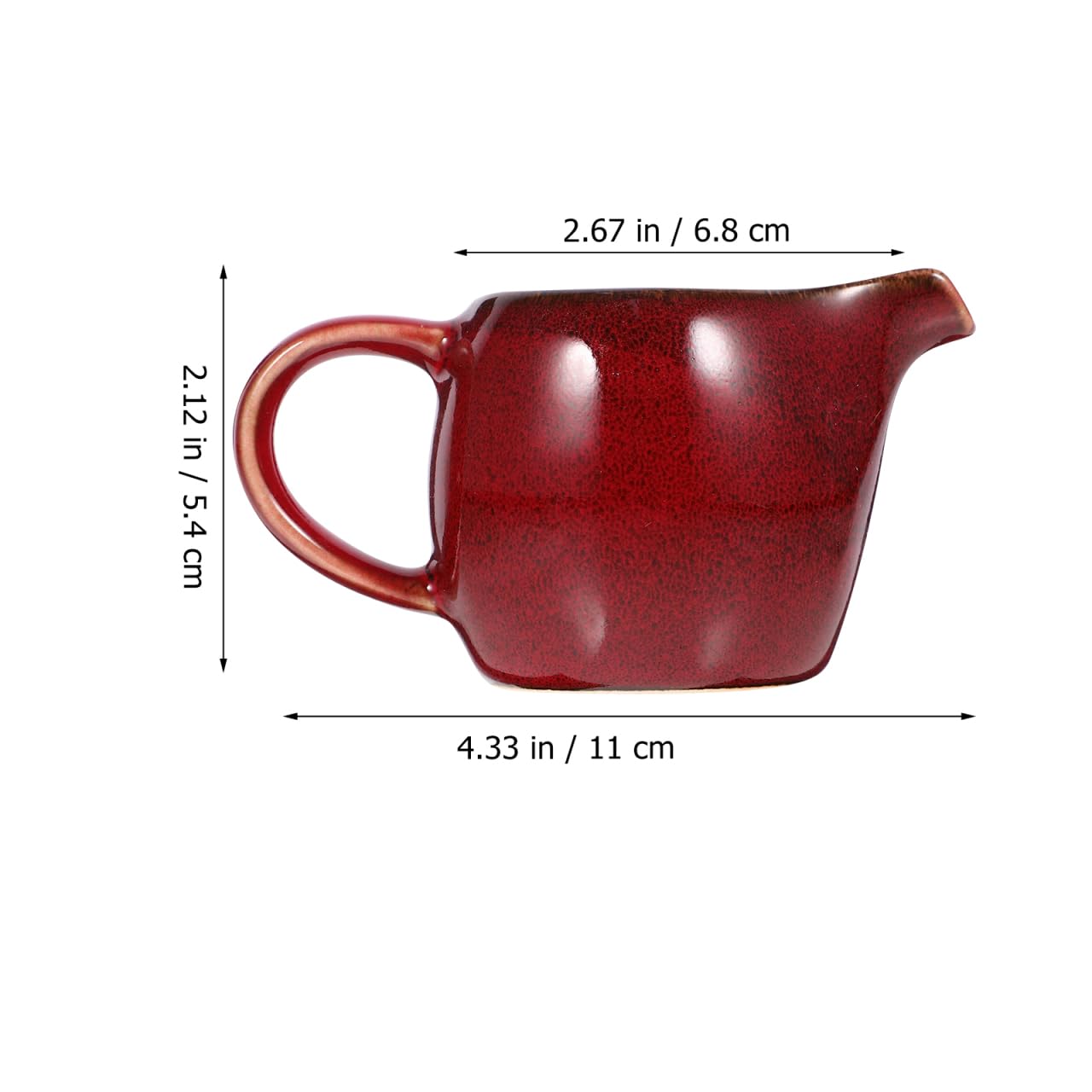 Amosfun Ceramic Milk Pitcher with Spout and Handle - Elegant Red Creamer for Coffee Tea and Sauces, 4.33 X 2.67 X 2.12 Inches
