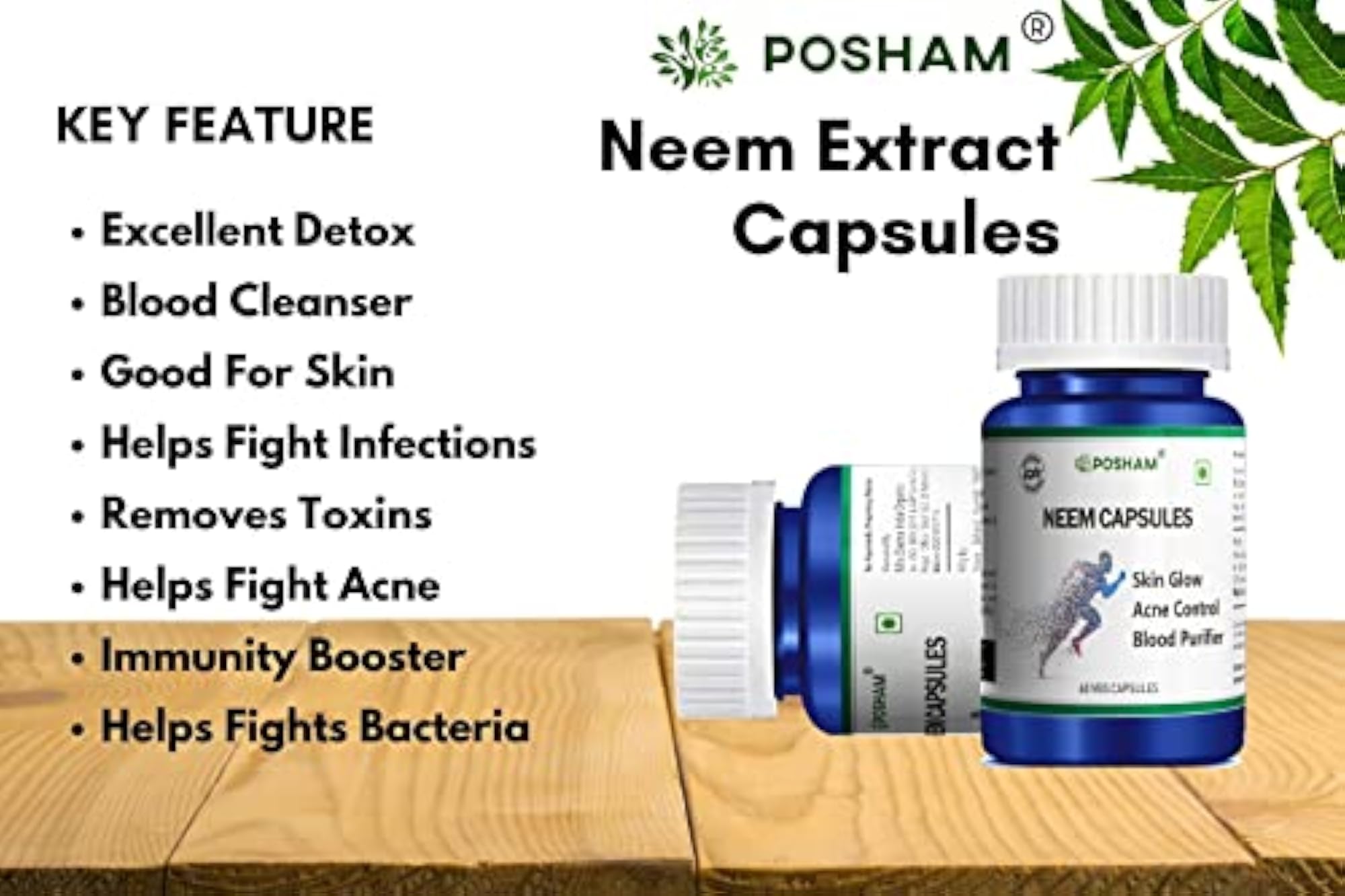 Neem Extract Capsules, Blood Purifier and Acne Control