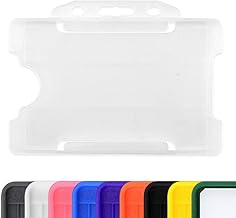CKB LTD Lot de 100 porte-badges en plastique rigide à glisser sur une face ouverte pour carte d'identité badge horizontal ou paysage, peut contenir une carte de crédit CR80 86 mm 54 mm Clair