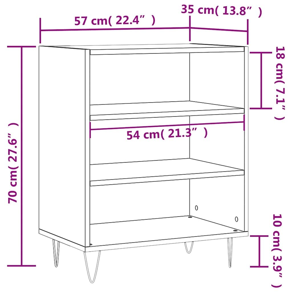 Sideboard Schwarz 57x35x70 cm Holzwerkstoff mit Eisenbeinen Viel Stauraum für Wohnzimmer Esszimmer Flur Büro und Küche, platzsparend, Moderne Konsole und Anrichte, langlebig