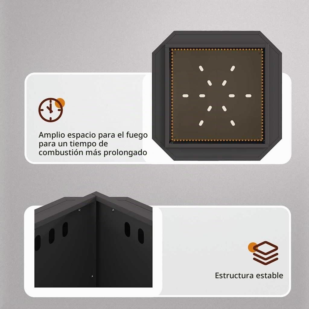 vidaXL Tazón de Fuego sin Humo Negro 48 x 48 x 51 cm Acero Oxidado | Hecha de acero resistente tratado en frío, Aguanta altas temperaturas sin problema, Elegante y simple,
