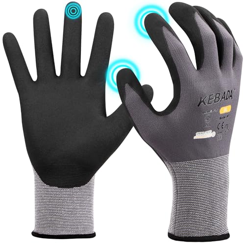 Kebada W2 Safety Work Gloves, Micro-Foam Nitrile...