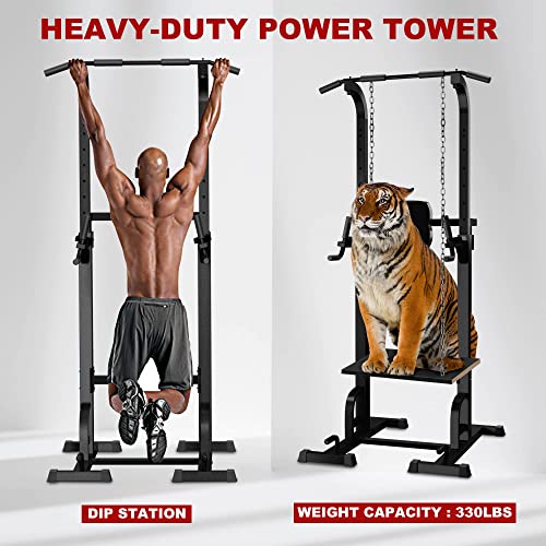 Holleyweb Multi-Function Power Tower Dip Station,Pull Up & Dip Stands Adjustable Strength Training Equipment For Home Gym Fitness Workout #TOP2