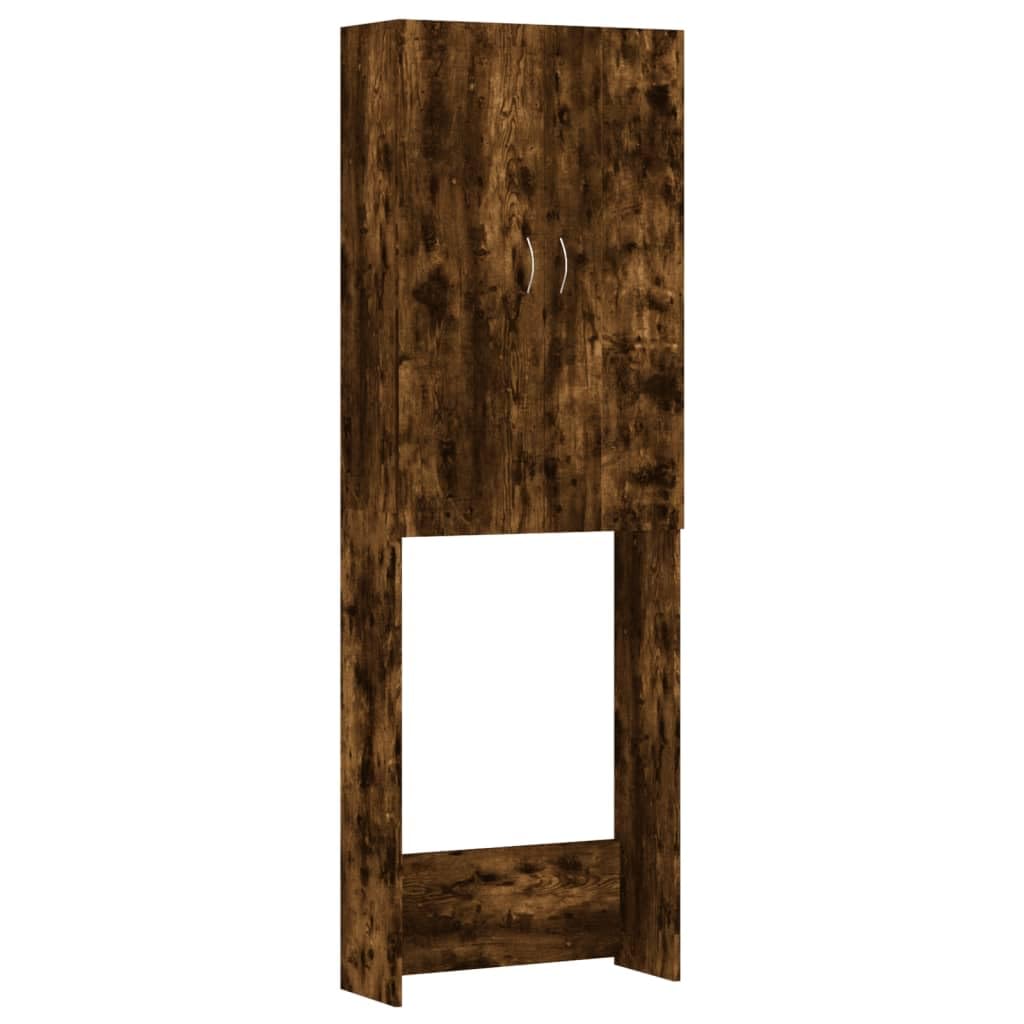 vidaXL Washing Machine Cabinet Home Indoor Laundry Room Bathroom Washroom Dryer Accessory Cupboard Shelf Rack Cabinet Furniture Smoked Oak