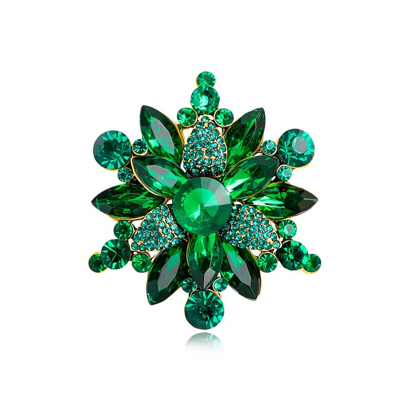 Image of Vintage Crystal Rhinestone Flower Shape Brooch Pin Statement Jewelry Gift Accessories for Women
