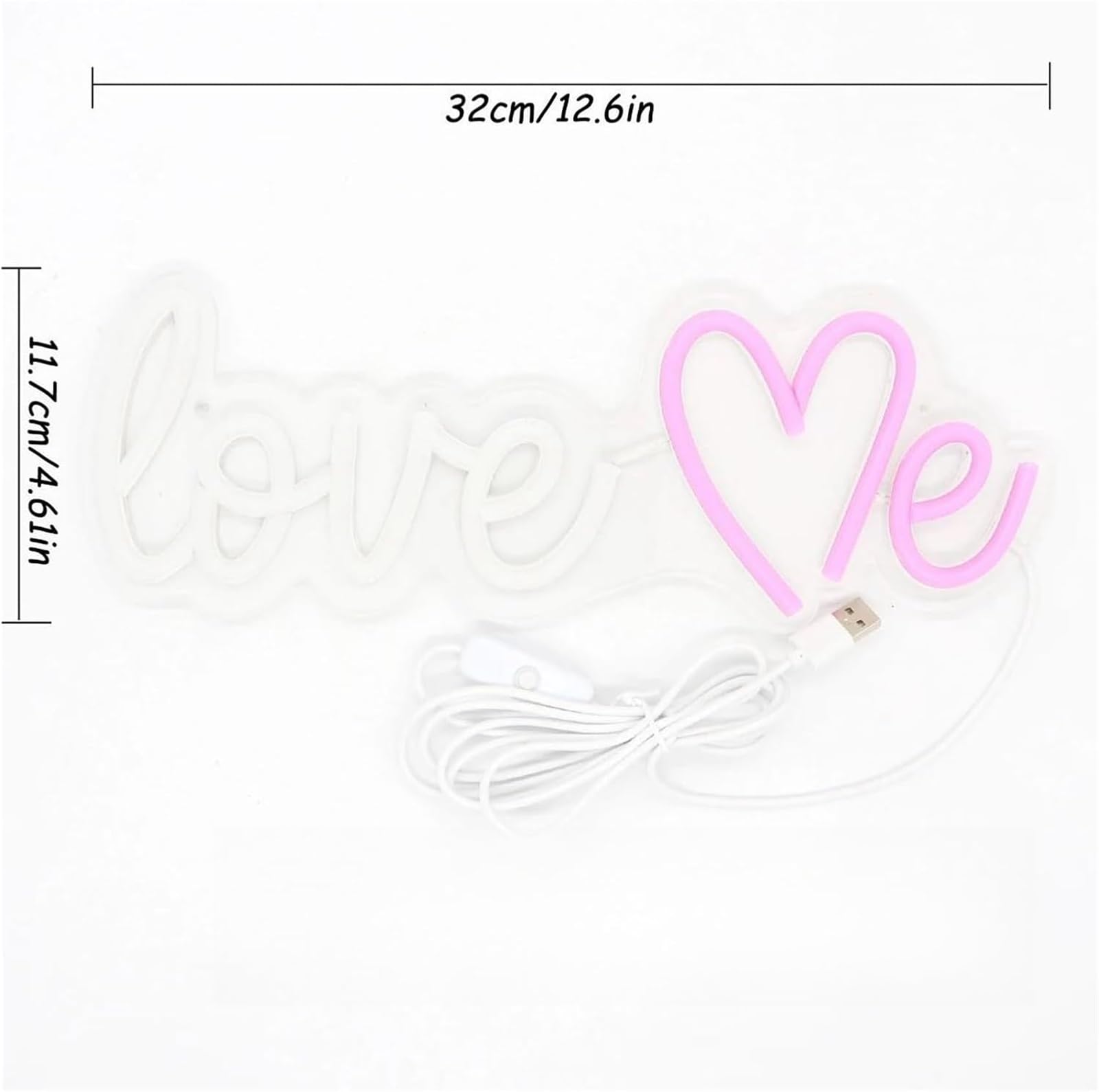 letrero de luz de neón Para lámpara de neón Love Me para letrero para luces regulables con alimentación 11,7 cm × 32