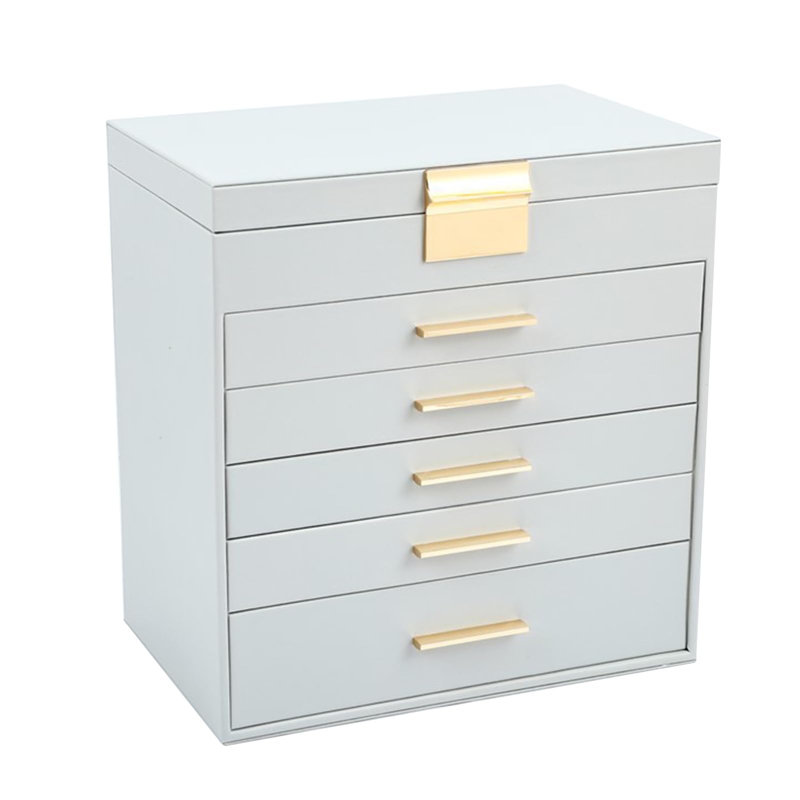SDFSDE 6 Layer Jewelry Box With Mirror PU Leather Jewelry Organize Case For Earrings, Rings, Bracelets, Watches, Necklace