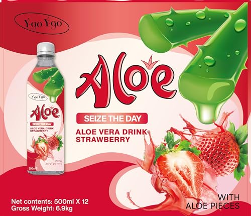 Y-go Y-go Aloe Vera Drink Strawberry 500ml – Refreshing Aloe Vera Juice with Real Aloe Pieces | Fruity Hydrating Beverage | Healthy Drink | (Pack of 12) - Image 5