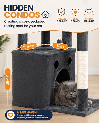 Torre para gatos interior multi-niveles 67 in gris oscuro miniatura 3
