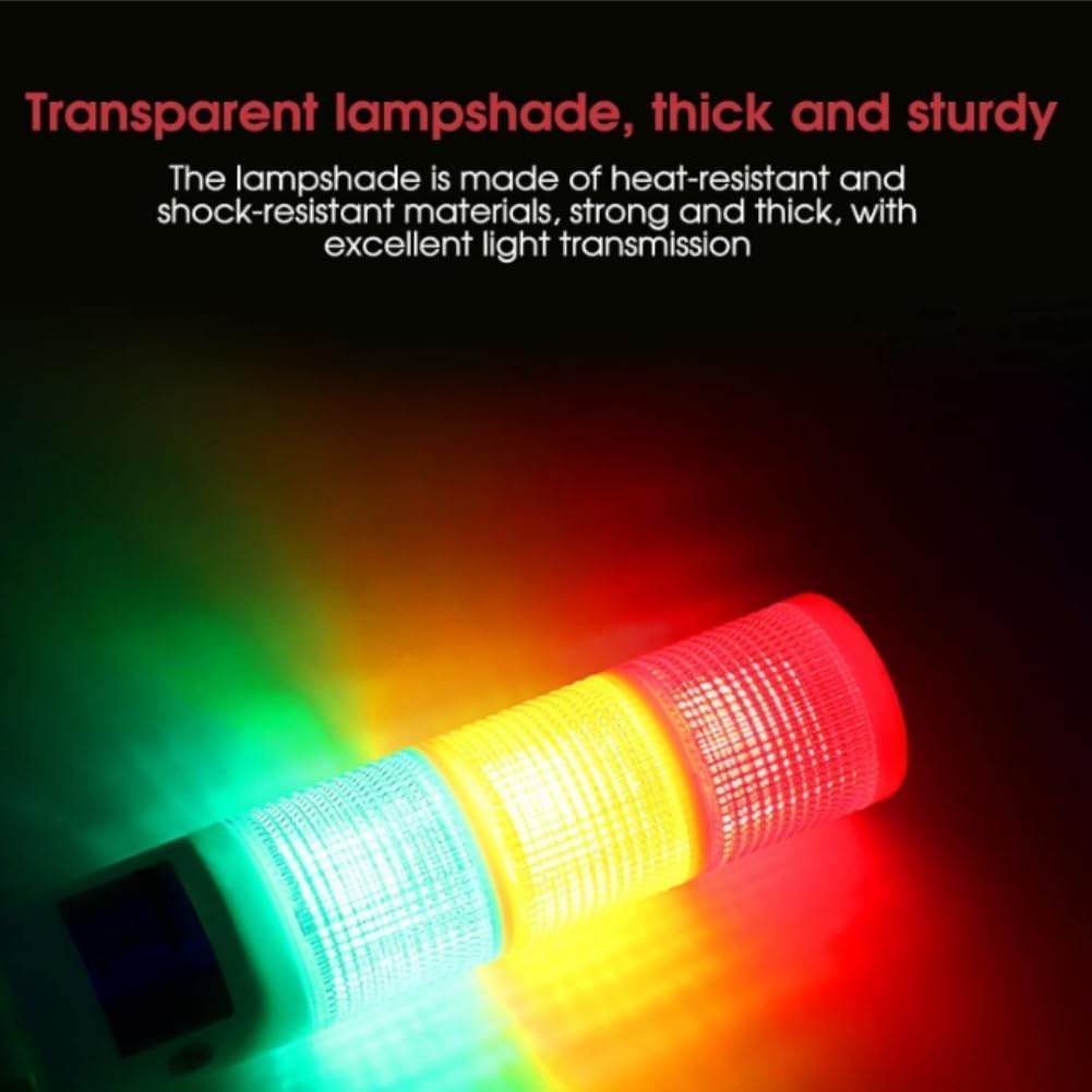Luce della torre del segnale LED industriale, luce di avvertimento a 3 colori (rosso/arancione/verde) Luce di base pieghevole 24VDC, per il cantiere di fabbrica, consumo di energia basso 2W