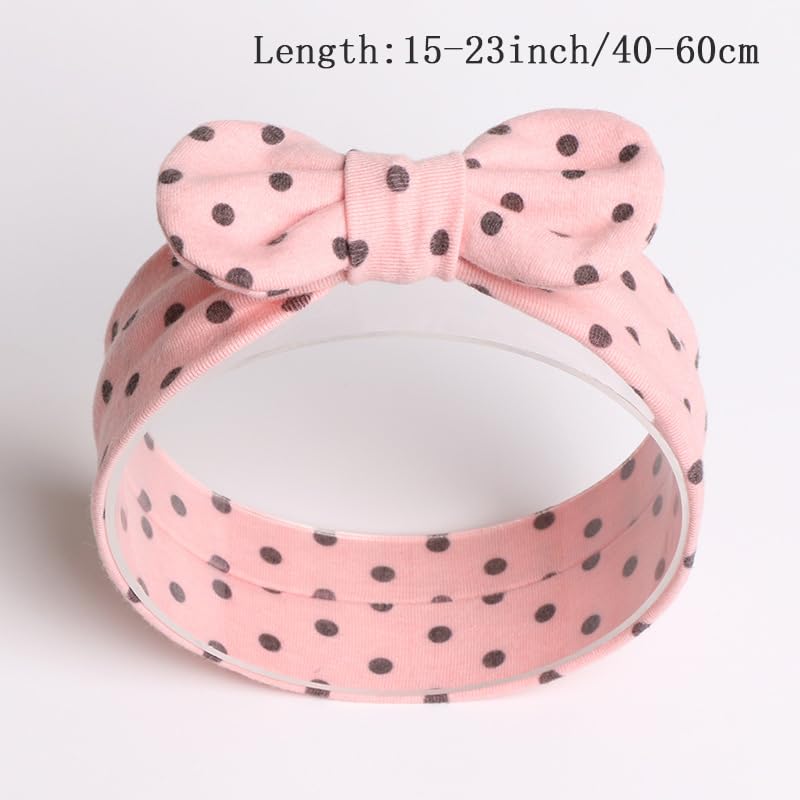 Soft Bow Headband for Baby Girls Newborn Bow-knot Elastic Hair Band Turban Toddler Infant Stretchy Headwraps Hair Bow Accessories for Baby Birthday Party Shower (Piont - Pink, Standard)2