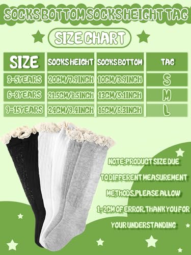 6 Pairs Girls Slouch Socks with Lace Trim Cotton Knit Scrunch Stacked Boots ruffle Socks for Girls Kids3