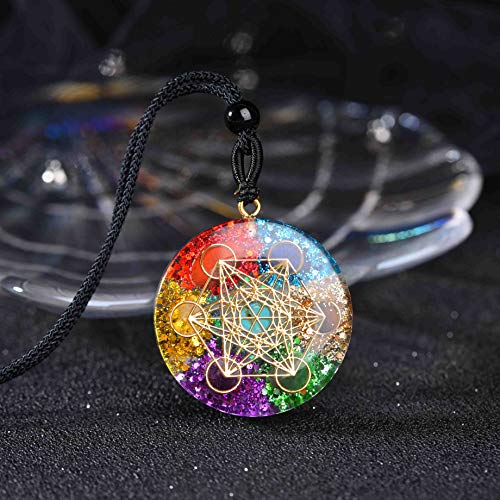 JEWHKY Orgonite Pendant Necklace Geometry Chakra Stones and Crystals,Necklace Meditation Jewelry(sri Yantra Sacred)