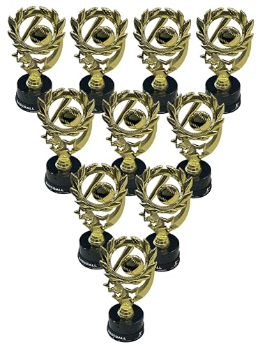 Express Medals 10 Pack of 7 Inch Tall Baseball Trophy Awards Includes Silicone Baseball Wrist Band Awards 10 pk 4101B Boys Girls Trophies Award Tee T Ball Coach Pitch Little League Team Medals