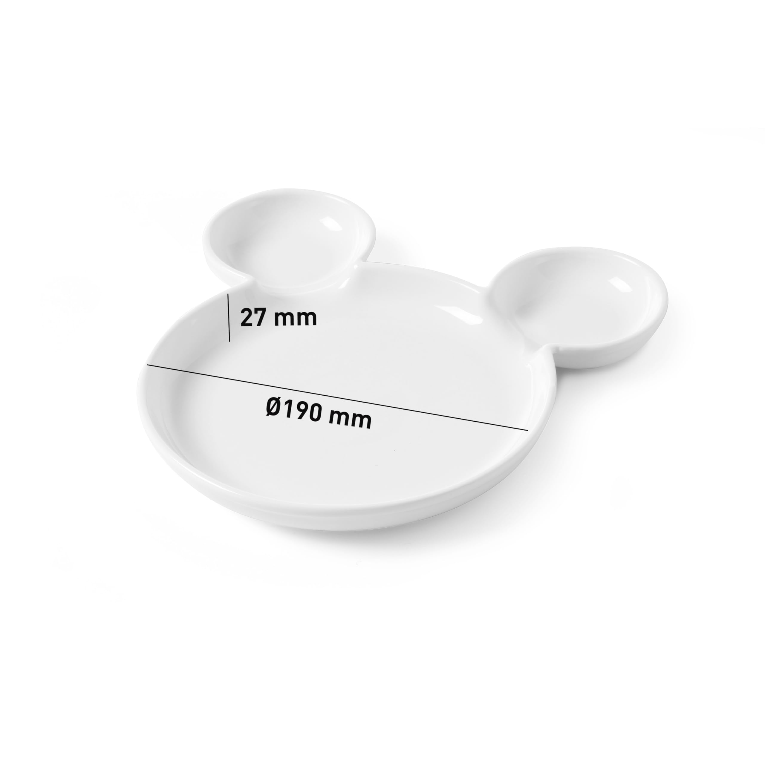 HENDI Assiette pour enfants motif Ours, assietete à dîner, Ø190mm sans les oreilles, hauteur: 27mm, porcelaine blanche (Lot de 3)