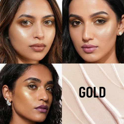 Image of RENEE Yours Truly Strobe Cream for Face | 3 in 1 Highlighter Primer Moisturiser | Glow Cream, Lightweight, Non Sticky | Hydrating Dewy Skin Finish With Peptides | For All Skin Types | Gold - 18g