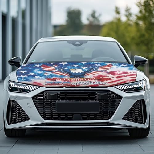 Image of 250th Ann American Car Hood Cover Polyester,Engine Protection Cover,Elastic Fabrics Can be Washed,Car Bonnet Banne