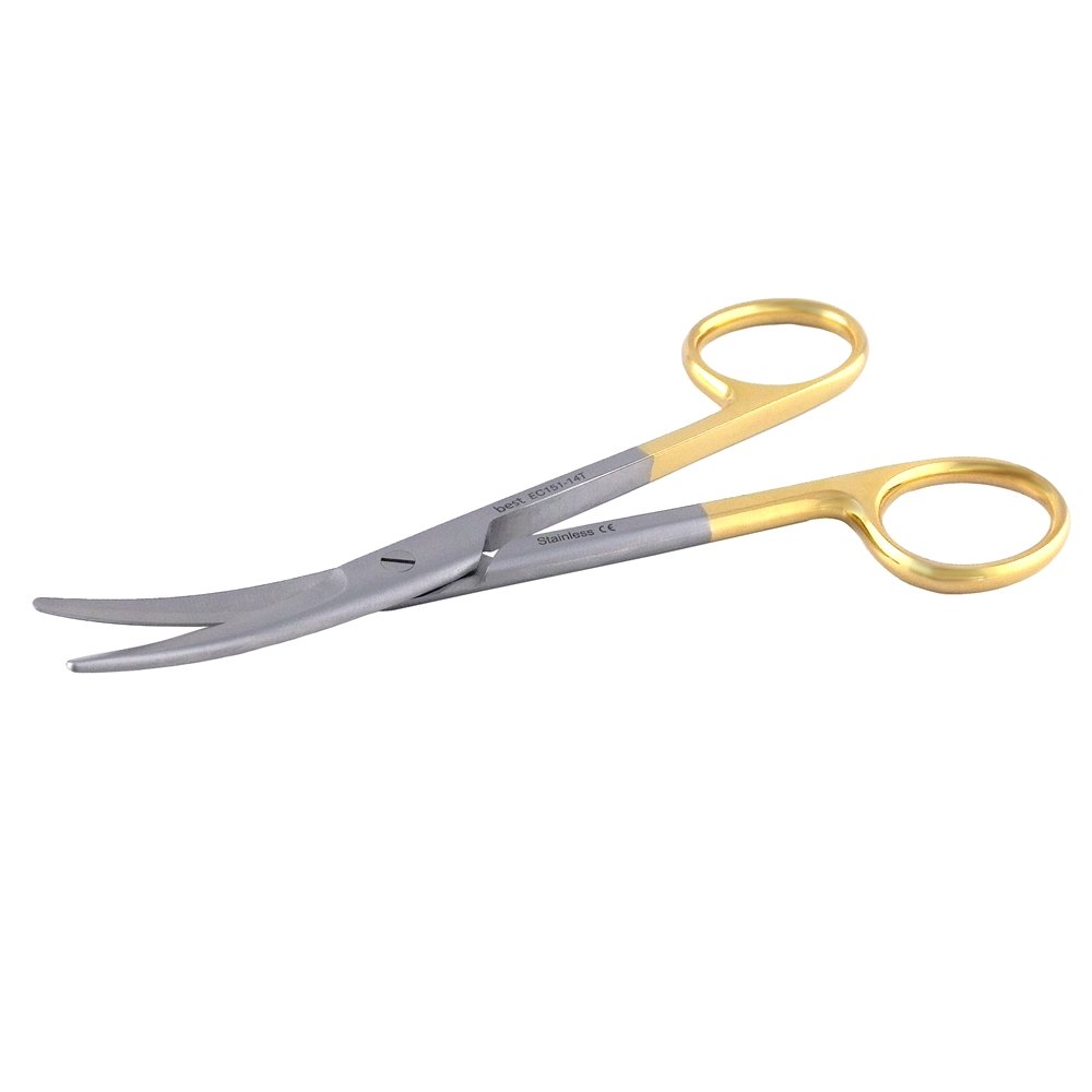 Best for Surgery Hochwertige professionelle schmale Mayo Hartmetall Universal-Schere beide Seiten stumpf 14cm gebogen rostfrei
