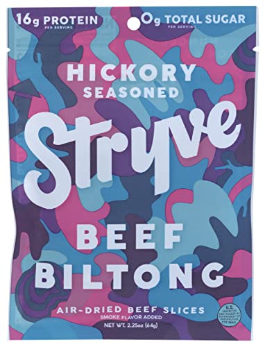 Stryve Gourmet Smoked Beef Biltong Snacks, 2.25 Oz, Pack of 12
