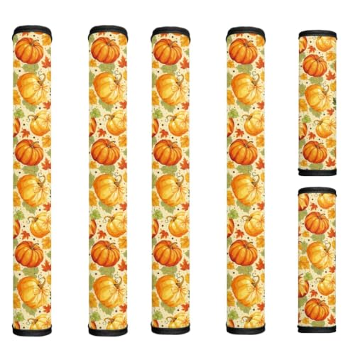 Image of Pumpkin Bow Fridge Door Handle Covers Fall Decor 6-Piece Refrigerator Handle Covers Washable Kitchen Appliance Decor Handles, Keep Appliance Clean for Fridge Microwave Stove Dishwasher