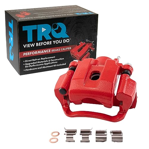 Image of TRQ Rear Right Brake Caliper w /Bracket Performance Red Passenger Side | For 2008-2015 Toyota Sequoia 2007-2015 Tundra