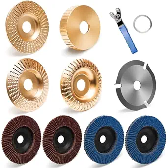 10 PCS Wood Carving Disc Set, Catcan Upgrade Angle Grinder Wood Carving Disc for 4