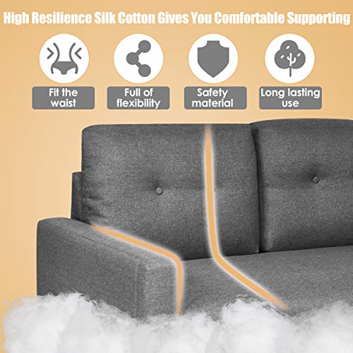 Giantex Modern Loveseat Sofa, 55" Upholstered Sofa Couch W/Soft Cushion, Rubber Wooden Legs, Button Tufted Back, Small Space Configurable Couch For Living Room (Gray) #TOP3
