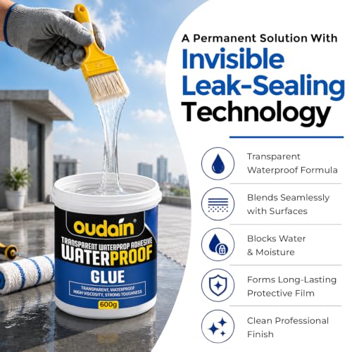 Image of Oudain 600 GM Transparent Waterproof Glue for Leakage, Epoxy Resin for Flooring, Crack Seal Agent Waterproofing for Roof Leakage Solution Indoor Outdoor Waterproof Adhesive Sealan