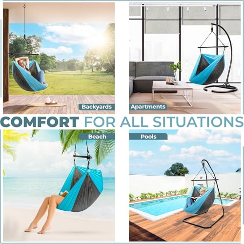 Hanging Hammock Chair | Tree Pod Sensory Swing | Outdoor Camping Cocoon Chair |Foldable Lightweight Swing with 300LB Capacity |Portable Rocking Chair for Camping, Travel, Hiking, Tent & Porch - Image 4