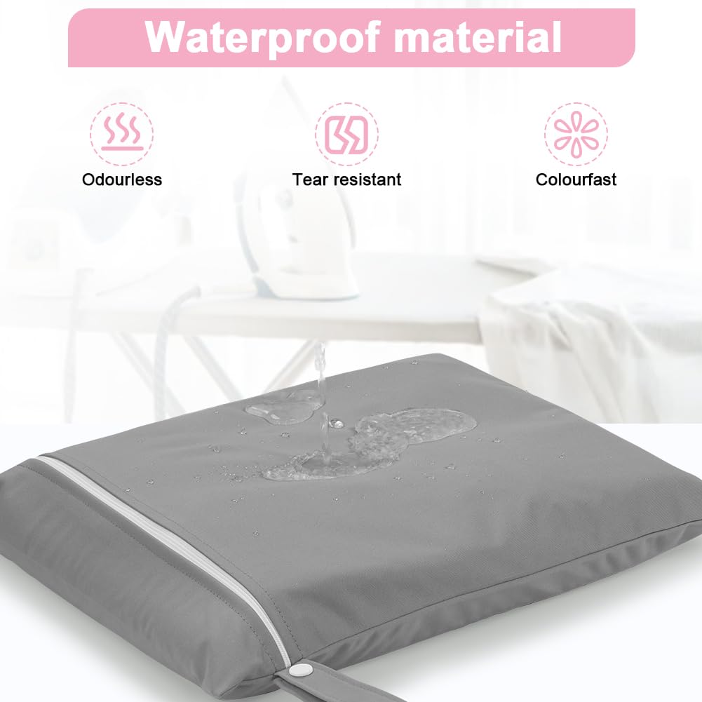 AOOSA 2PCS Wet Bags, Reusable Cloth Diaper Bags with Handle and Zipper, Lightweight Waterproof Travel Laundry Bag - Image 3