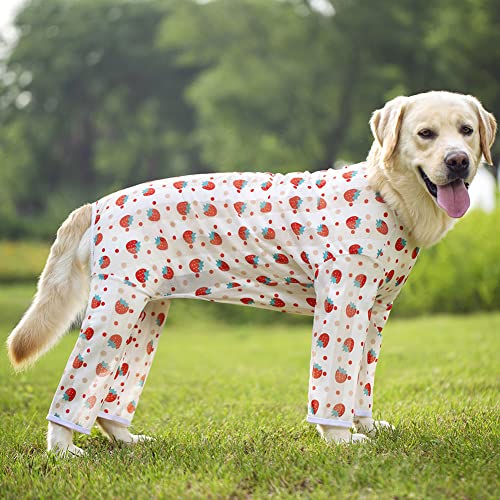 Kukaster Anti-Shedding Dog Pajamas for Large/Medium Breed Dogs – Breathable Mesh Dog Recovery Suit, Post-Surgery Onesie, Anxiety Relief, Cooling, Deshedding Dog Clothes(GTX02-red Strawberry-#26) by Kukaster Pet - Image 4