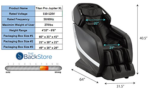 Titan Pro Jupiter Xl A Massage Chair, Black, Zero Graivty Recline System, 3D Massage Technology, L-Track Massage, Rolling And Scrapping Dual Action Foot Massage, 9 Pre-Set Program #TOP3