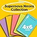 Post-it Super Sticky Lined Notes, 5 Sticky Note Pads, 4 x 6 in., School Supplies, Office Products, Sticky Notes for Vertical Surfaces, Monitors, Walls and Windows, Supernova Neons Collection
