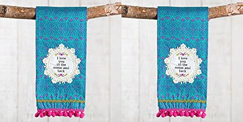 Natural Life Juego de 2 toallas de mano de ganchillo "I Love You to the Moon & Back"