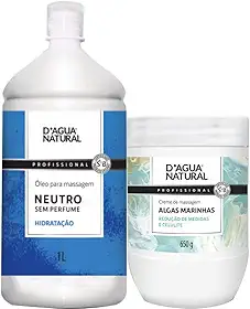 KIT DRENAGEM LINFÁTICA REDUZ EDEMA ÓLEO NEUTRO CREME ALGAS MARINHAS DÁGUA NATURAL
