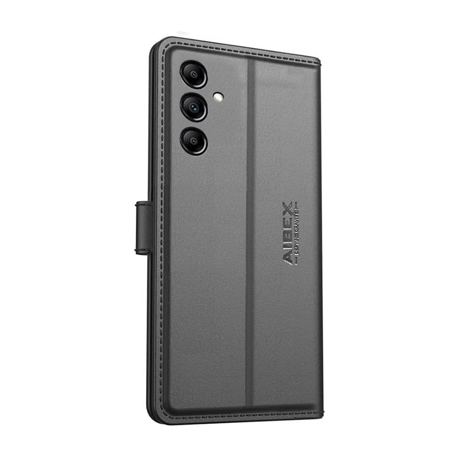 Image of AIBEX Compatible for Oppo K12x 5G / Oppo A3 Pro 5G Flip Cover Leather Finish with Magnatic Closure | Inside TPU with Card Pockets | Wallet Stand | Complete Protection Flip Case -Black