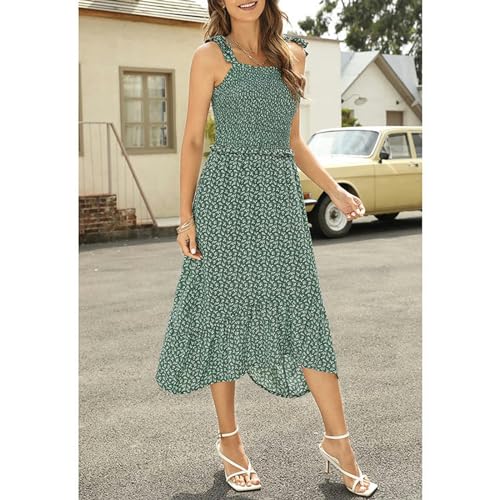 Robe superposée mi-longue d'été fleurie aux finitions soignées